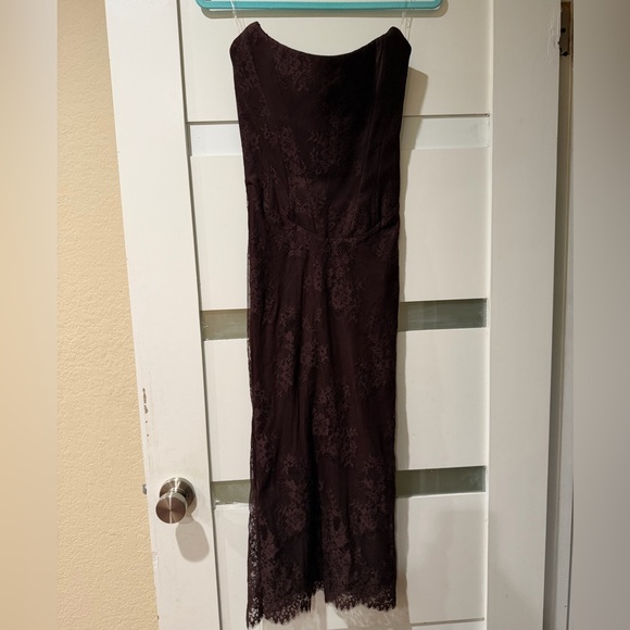 House of CB Dark Brown Lace Long Sleeve Midi Dress - Picture 7 of 11